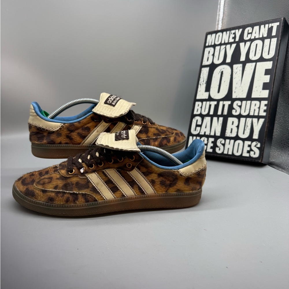 Adidas x Wales Bonner sold out Samba Leopard pony hair w blue accent 8 w 7 m